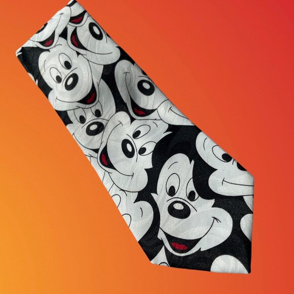 Disney Black & White Mickey Mouse Face Neck Tie - Picture 1 of 2